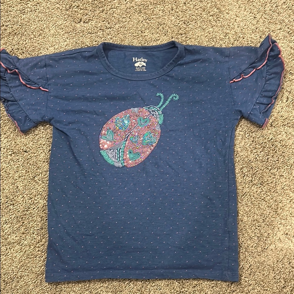 Hatley Blue Kids Shirt with Ladybug Design